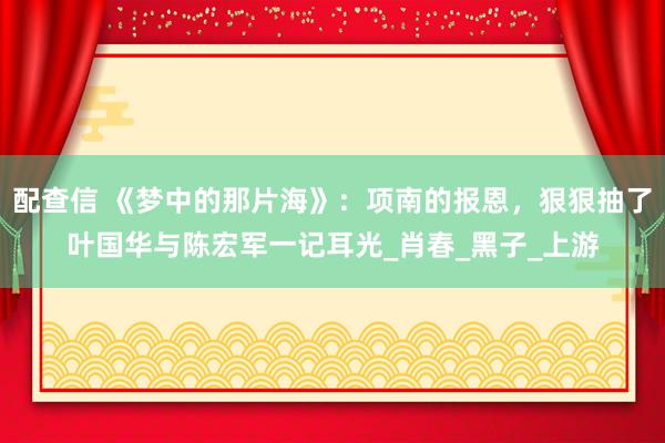 配查信 《梦中的那片海》：项南的报恩，狠狠抽了叶国华与陈宏军一记耳光_肖春_黑子_上游