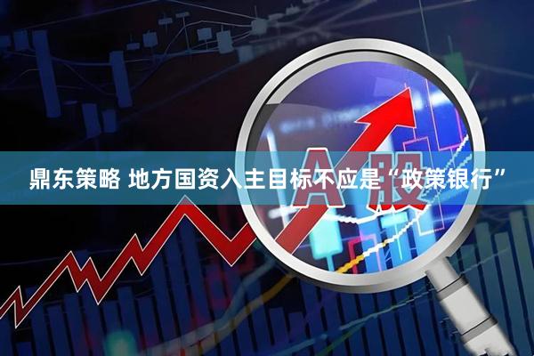 鼎东策略 地方国资入主目标不应是“政策银行”